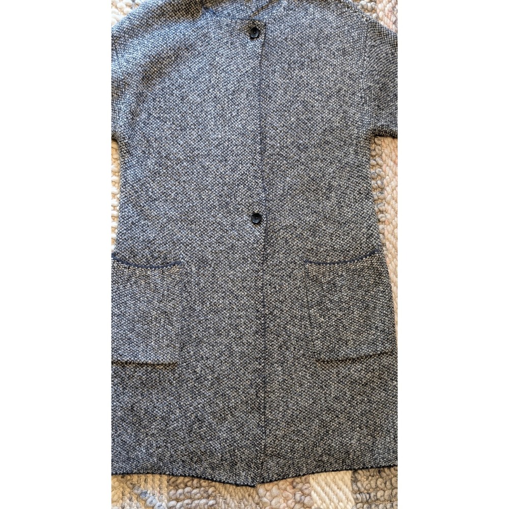 Uniqlo Gray Marled Knit Long Coat Jacket Small Tweed Style wool blend - Picture 2 of 10